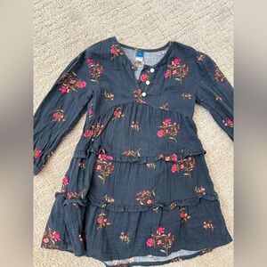 Old Navy Navy Tiered Dress with Pink Floral Print